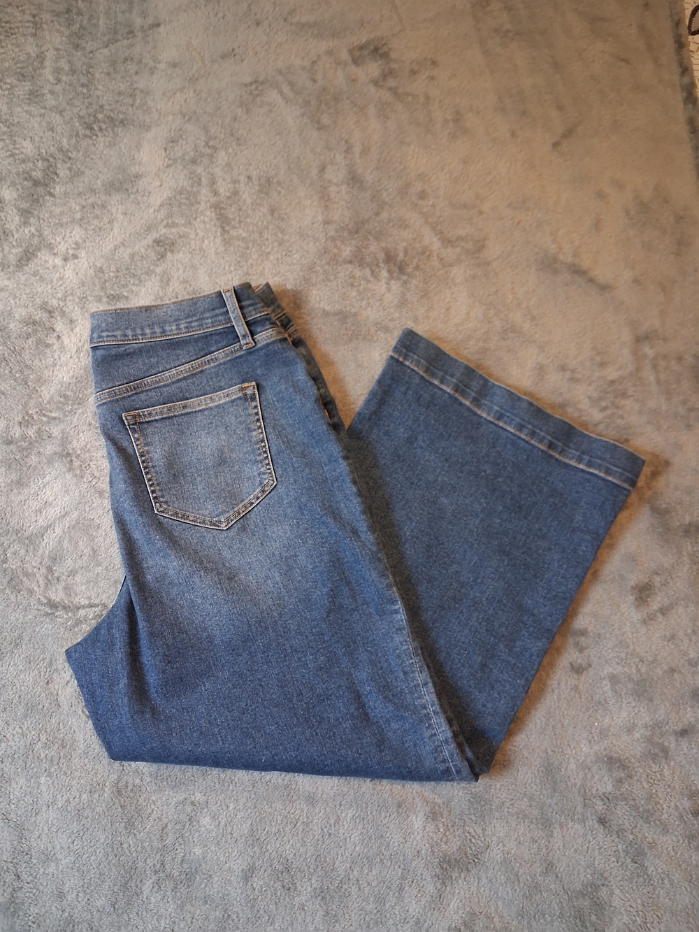 Lands End Jeans Womens 14 Wide-Leg Blue Denim